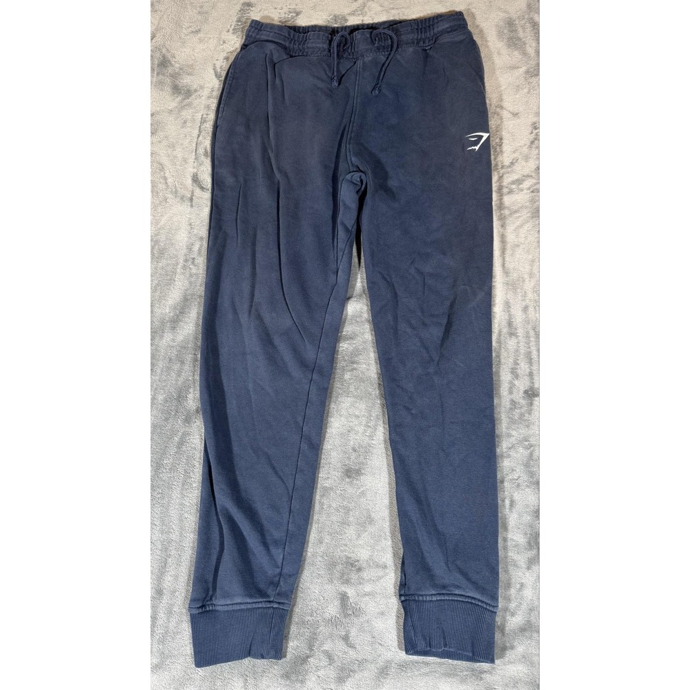 Gymshark Pants Mens Medium Blue Fleece Joggers Drawstring Elastic Waist Athletic